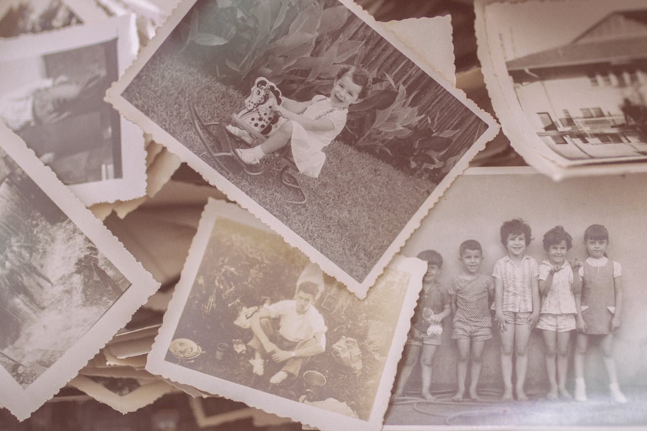 Collection of vintage family photographs evoking nostalgia and memories.
